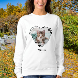 Sweatshirt Mon Coeur Appartient À L'Amoureux des chats Photo 