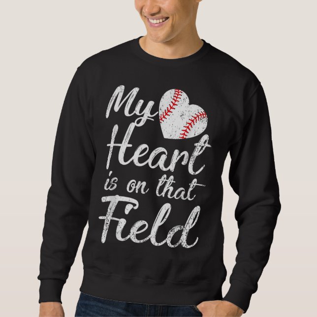 Sweatshirt Mon coeur est sur ce terrain de baseball softball  (Devant)