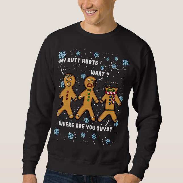 Sweatshirt Mon cul fait mal à Funny Christmas Cookie Gingerpa (Devant)