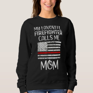 Sweatshirt Mon Favori Pompier M'Appelle Maman Mince Ligne Rou