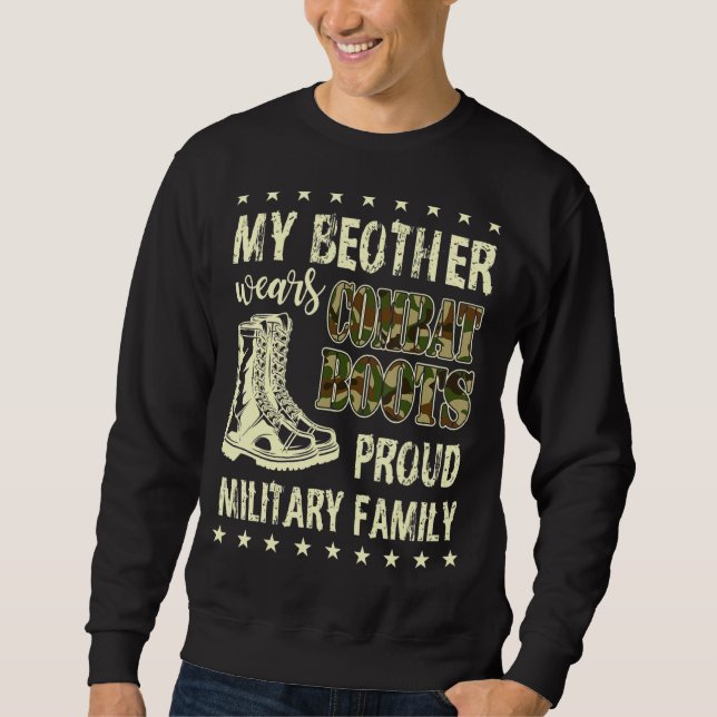 Sweatshirt Mon Frère Porte Des Bottes De Combat Cool Fière Mi (Devant)