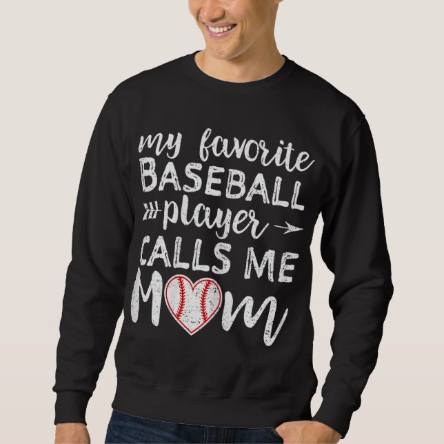 Sweatshirt Mon Joueur De Baseball Préféré M'Appelle Maman (Devant)