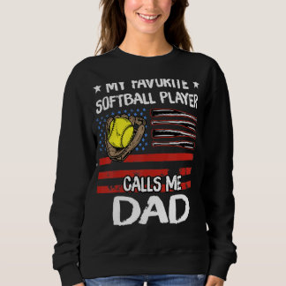 Sweatshirt Mon Joueur De Softball Favori M'Appelle Papa Améri