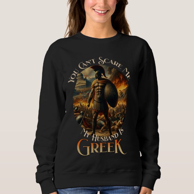 Sweatshirt Mon mari est une guerre spartiate grecque (Devant)