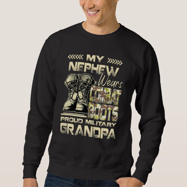 Sweatshirt Mon Nephew Porte Des Bottes De Combat Fière Groupe (Devant)