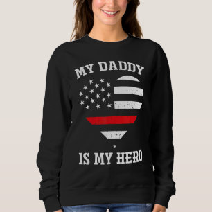 Sweatshirt Mon Père Est Mon Héros Mince Red Line Coeur Drapea