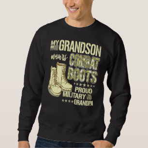 Sweatshirt Mon petit-fils porte des bottes de combat fière ar