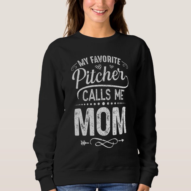 Sweatshirt Mon Pitcher Favori M'Appelle Maman Pitcher Catcher (Devant)