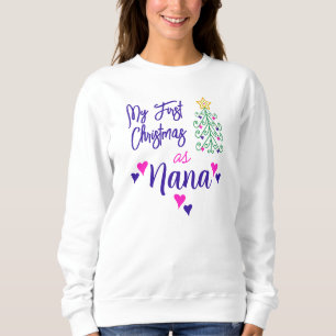 Sweatshirt Mon Premier Noël Comme Nana Purple Pink Hearts Tre