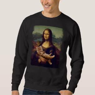 Sweatshirt Mona Lisa tenant un chat Parodie d'art drôle Class