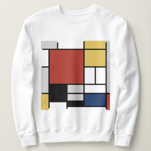 Sweatshirt Mondrian Peinture Rouge Plane Jaune Noir Gris Bleu