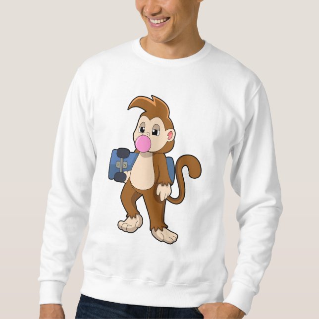 Sweatshirt Monkey as Skater with Skateboard (Devant)