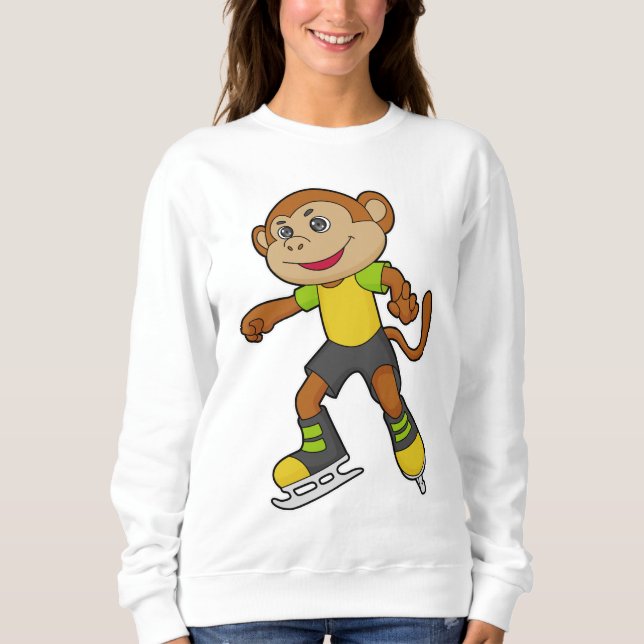 Sweatshirt Monkey at Ice skating with Ice skates (Devant)