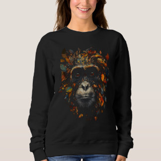 Sweatshirt Monkey Colourful Autumn Art Jungle Zoo Artwork Mot