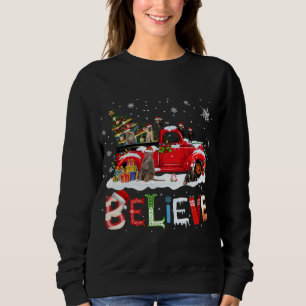 Sweatshirt Monkey équitation Camion Rouge Arbre de Noël Croir