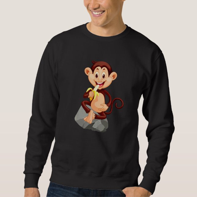 Sweatshirt Monkey with banana cute monkey   (Devant)