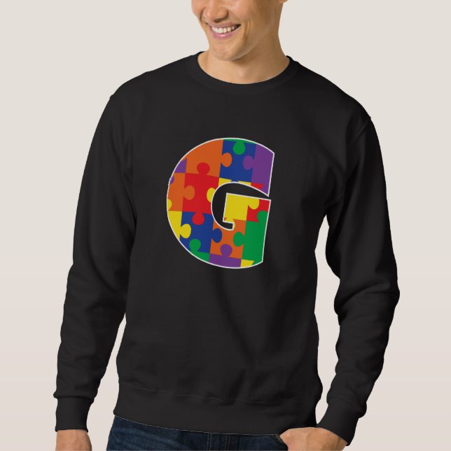Sweatshirt Monogram G in Multi Color Puzzle Pieces (Devant)