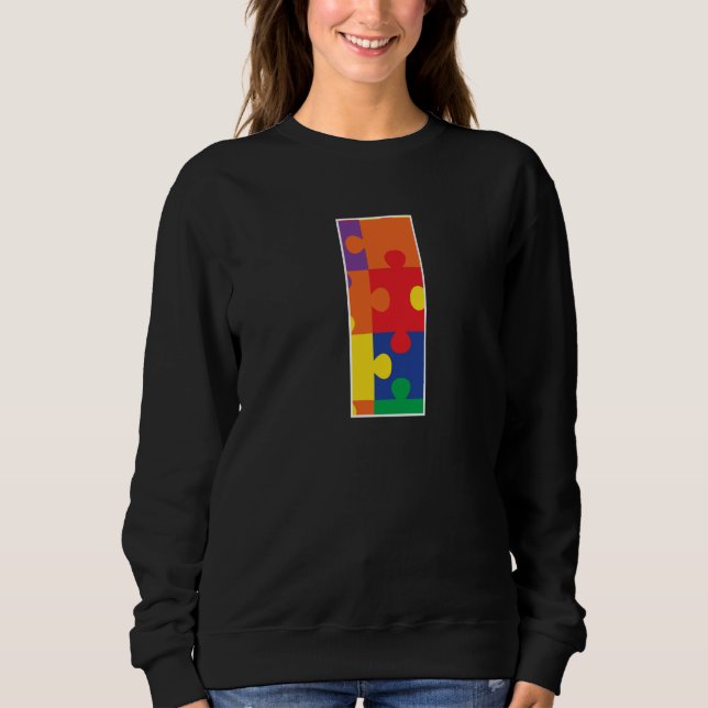 Sweatshirt Monogram I in Multi Color Puzzle Pieces (Devant)