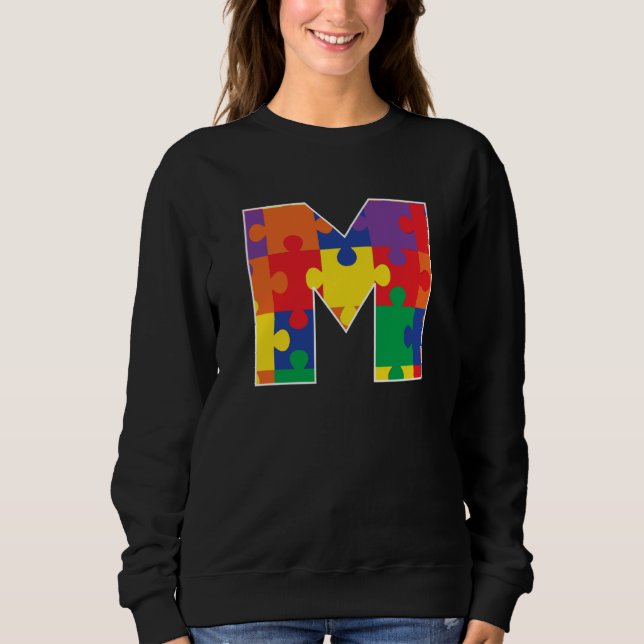 Sweatshirt Monogram M in Multi Color Puzzle Pieces (Devant)