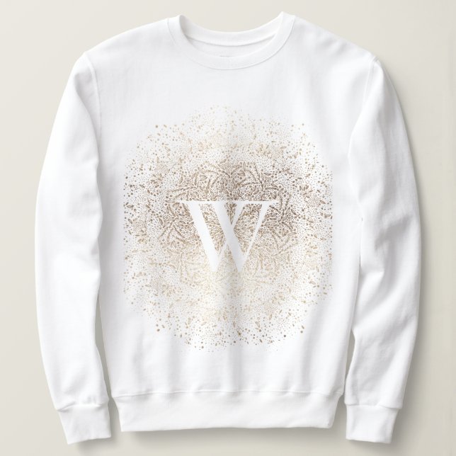 Sweatshirt Monogramme de flocon de neige à étincelles d'or (Design devant)