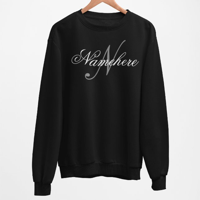 Sweatshirt Monogramme de nom noir et blanc personnalisé uniqu (Créateur téléchargé)