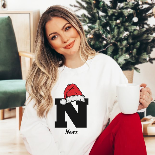 Sweatshirt Monogramme Famille Noël Personnalisez Avec Nom (Créateur téléchargé)