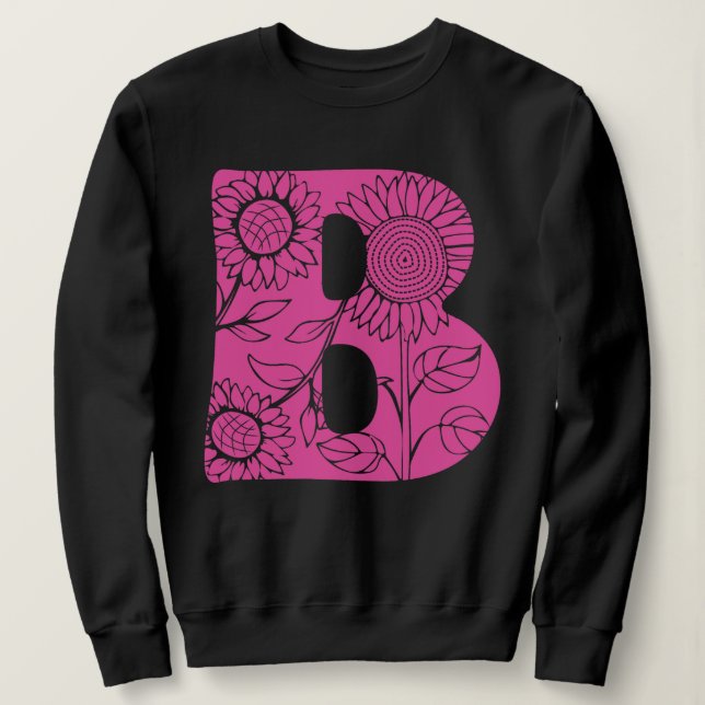 Sweatshirt monogramme floral B lettre majuscule (Design devant)