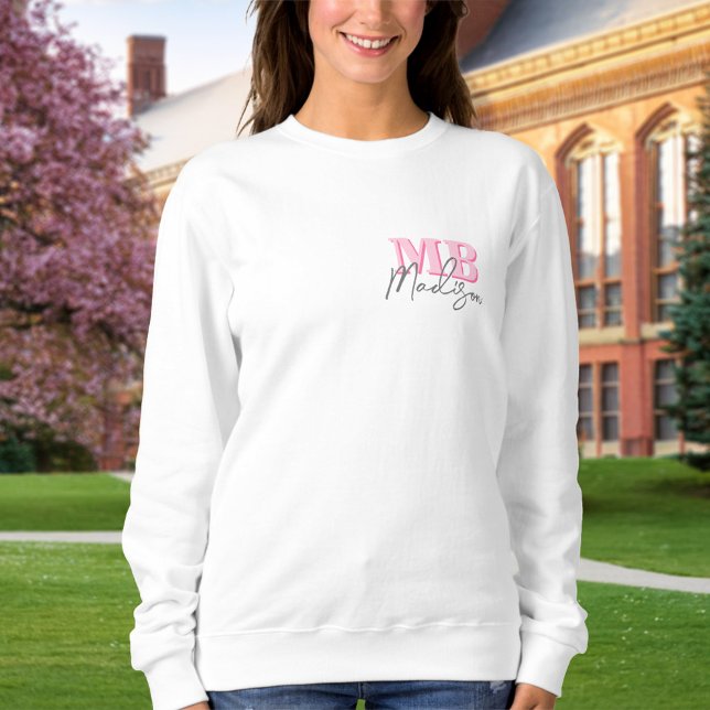 Sweatshirt Monogramme initial minimaliste rose moderne (Créateur téléchargé)