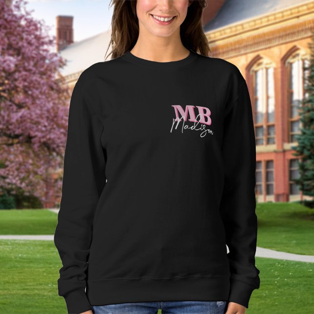 Sweatshirt Monogramme initial minimaliste rose moderne (Créateur téléchargé)