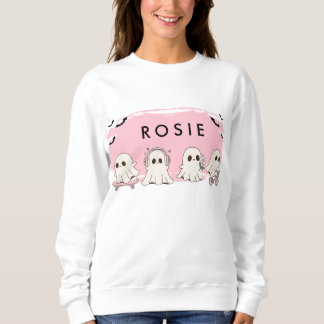 Sweatshirt Monogramme mignon Halloween Fantômes roses Éffraya