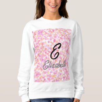 Sweatshirt Monogramme moderne Nom Aquarelle rose Yellow Spots