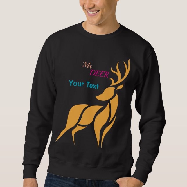 Sweatshirt Monsieur Cerf Graphique – Style Bois Rustique (Devant)