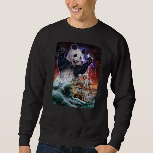 Sweatshirt Monster Giant Panda En Attaquant Un Bateau De Guer (Devant)