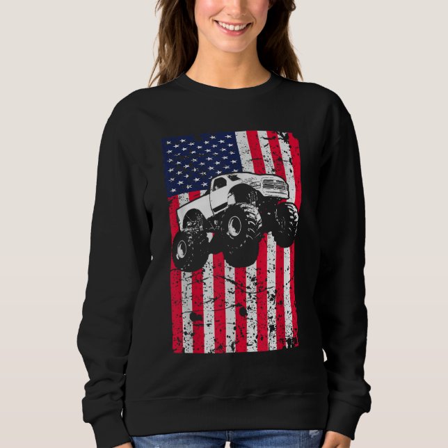 Sweatshirt Monster Truck American Flag Racing USA Patriotic (Devant)