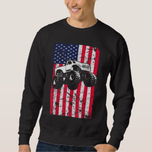 Sweatshirt Monster Truck American Flag Racing USA Patriotic
