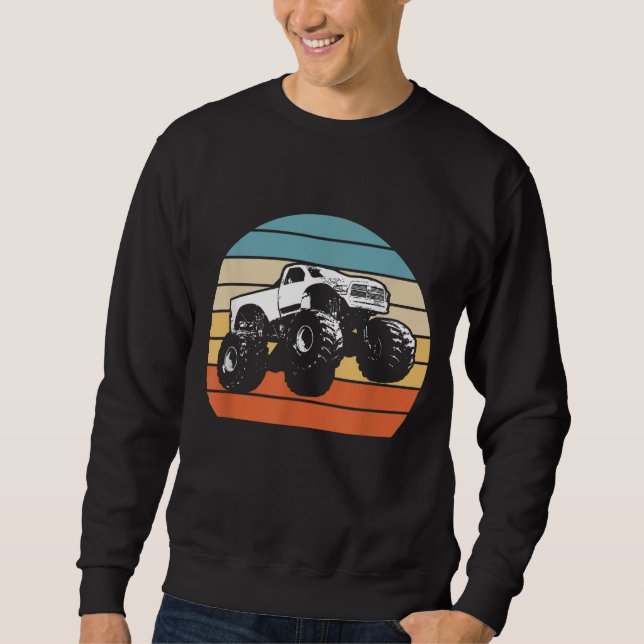 Sweatshirt Monster Truck American Flag Racing USA Vintage (Devant)