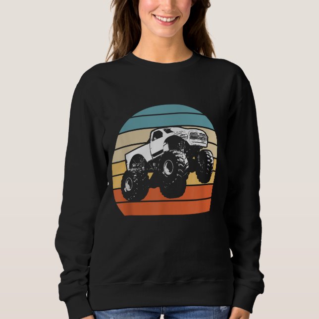 Sweatshirt Monster Truck American Flag Racing USA Vintage (Devant)