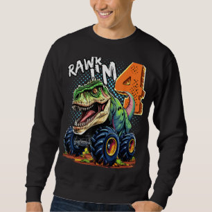 Sweatshirt Monster Truck Dinosaur T-Rex 4e anniversaire garço
