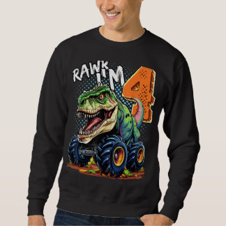 Sweatshirt Monster Truck Dinosaur T-Rex 4e anniversaire garço