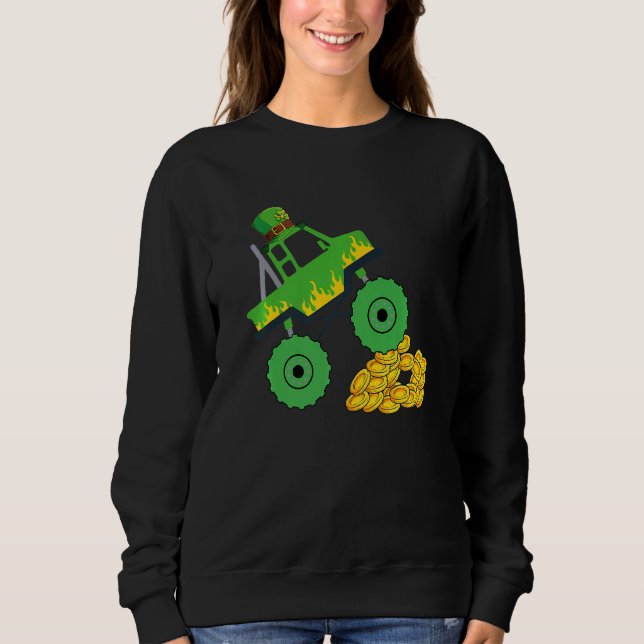 Sweatshirt Monster Truck St Patrick Day Enfants Garçons Enfan (Devant)