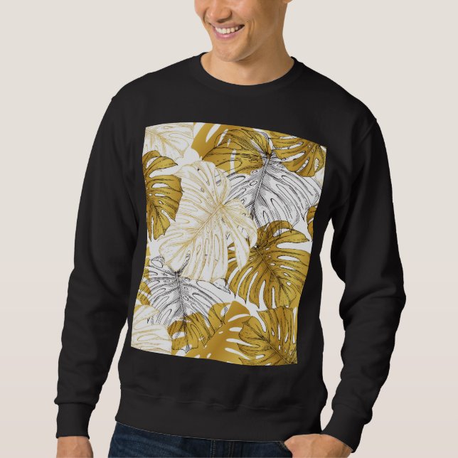 Sweatshirt Monstera Feuilles : Blanc doré (Devant)