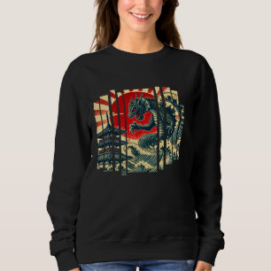 Sweatshirt Monstre d'art japonais vintage Kaiju Coucher de so