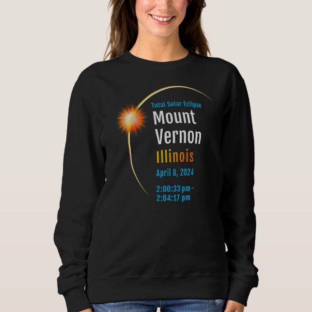 Sweatshirt Mont Vernon Illinois Il Total Solar Eclipse 2024 (Devant)