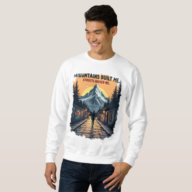 Sweatshirt Montagnes Construites Moi Nature Explorer Vintage  (Devant entier)