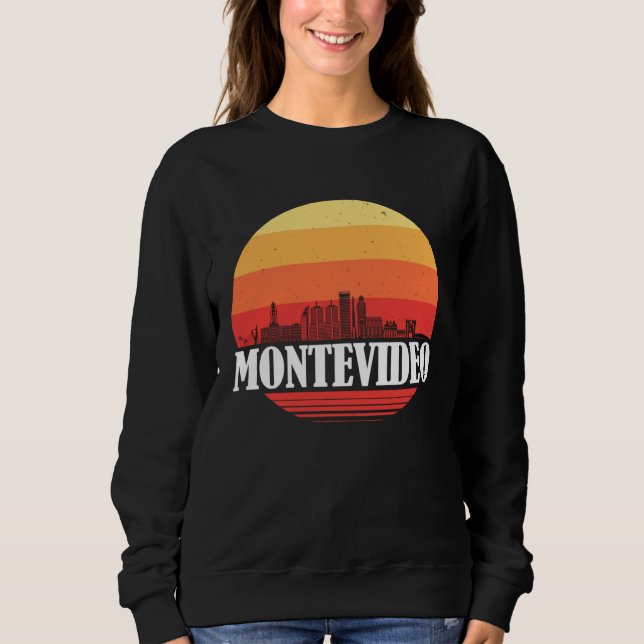 Sweatshirt Montevideo Skyline Sunset in Retro Vintage Style (Devant)