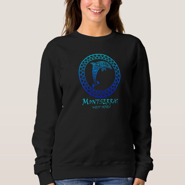 Sweatshirt Montserrat Antilles Vintage Dauphin tribal Vaca (Devant)