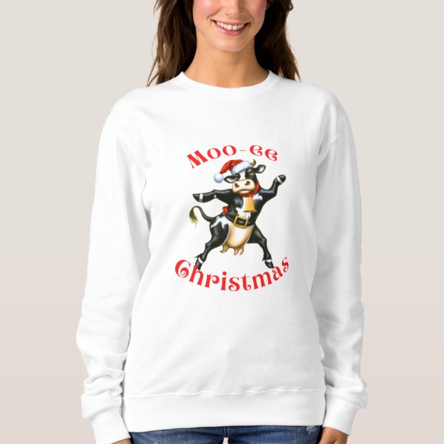 Sweatshirt Moo-ee Noël Drôle Dansant Vache (Devant)