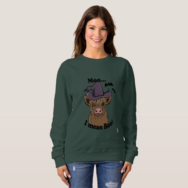 Sweatshirt Moo Je Veux Dire Boo Witch Cow (Devant entier)