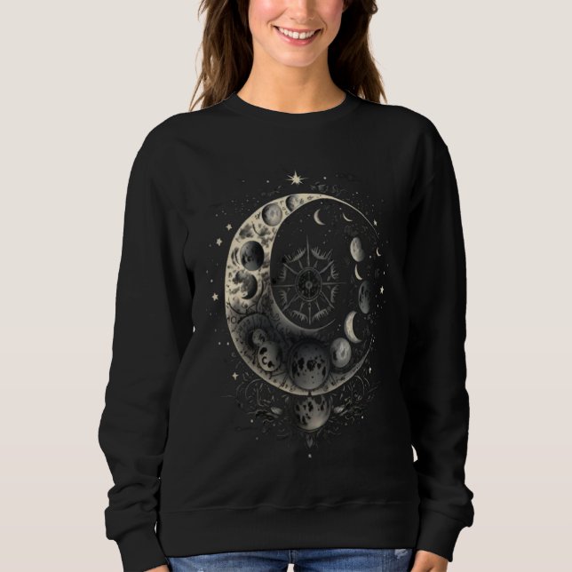 Sweatshirt Moon Phases Space Lunar Cycles Astronomy (Devant)