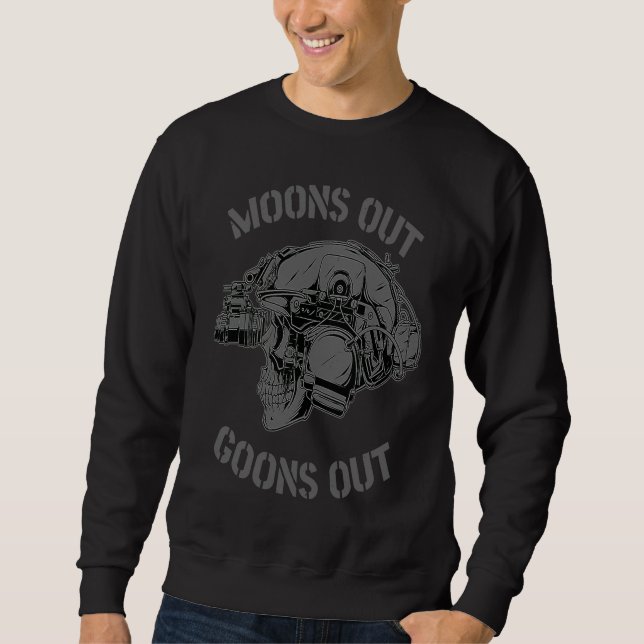 Sweatshirt MOONS OUT GOONS OUT Skull Helmet NVGs Military Men (Devant)